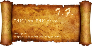 Tálos Füzike névjegykártya